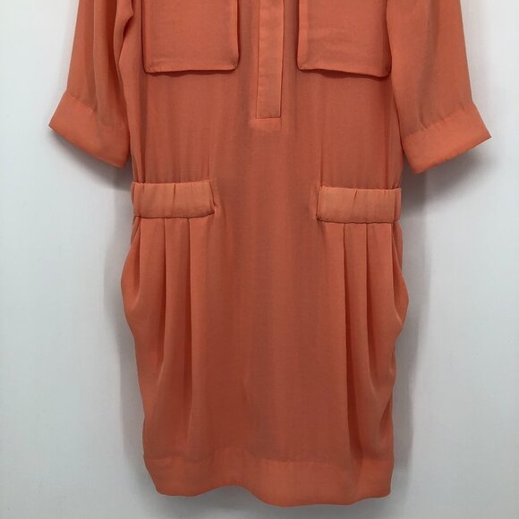 By Malene Birger Peach  Crepe Maryam Dress gold zipper pockets elastic waistband - Picture 9 of 16